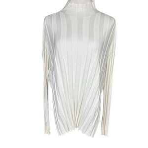 Roucha Women's Ivory High Neck Tosha Sweater Pleated Sweater Size C